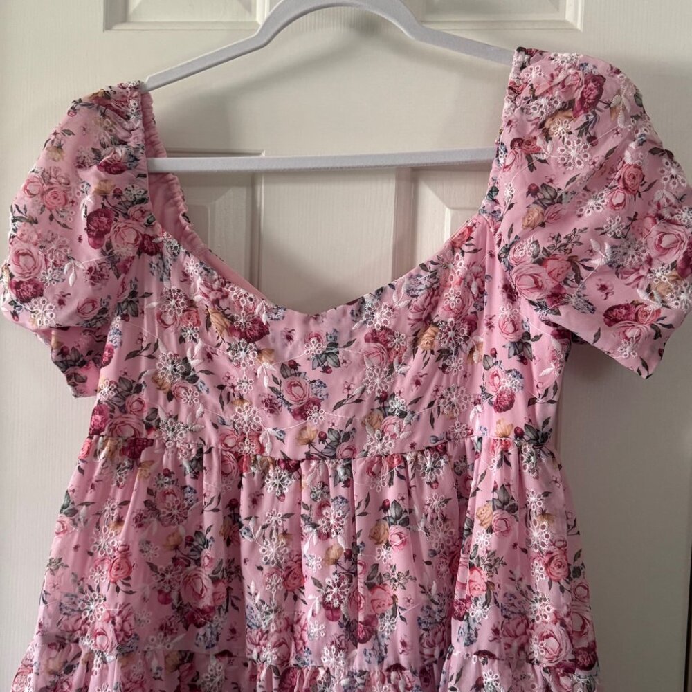 Blue Rain Womens Pink Floral Mini Dress Size S Small P3 - Picture 12 of 13